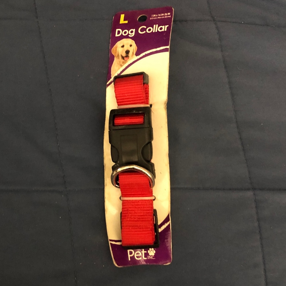 Large Red Dog Collar - Durable Adjustable Nylon